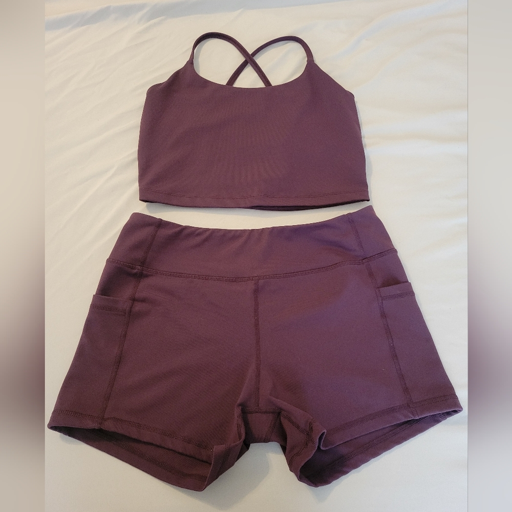 Plum Active Shorts and Crop Top Set
